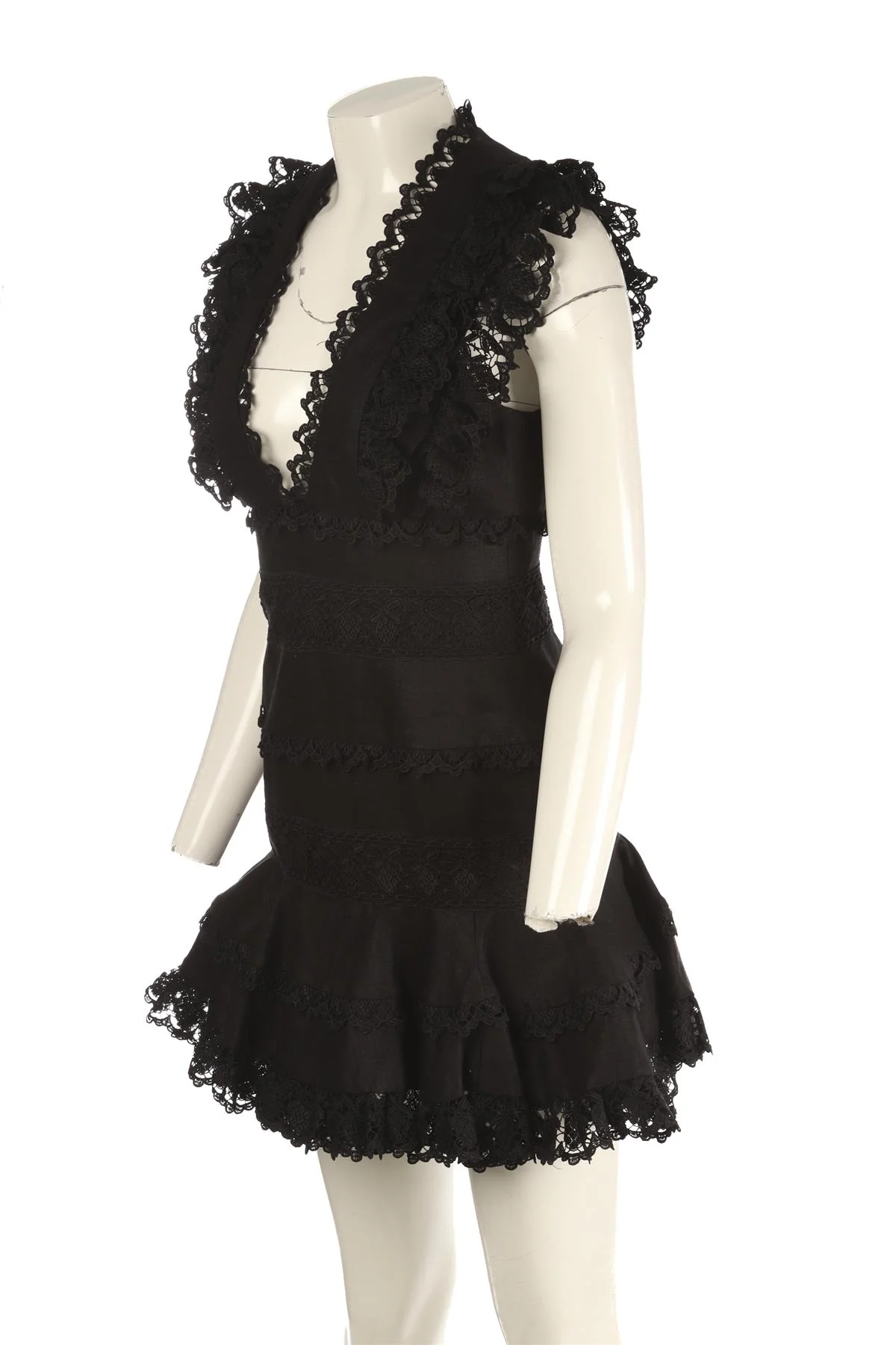 ZIMMERMANN BLACK LINEN MINI DRESS UK 10 - Image 3