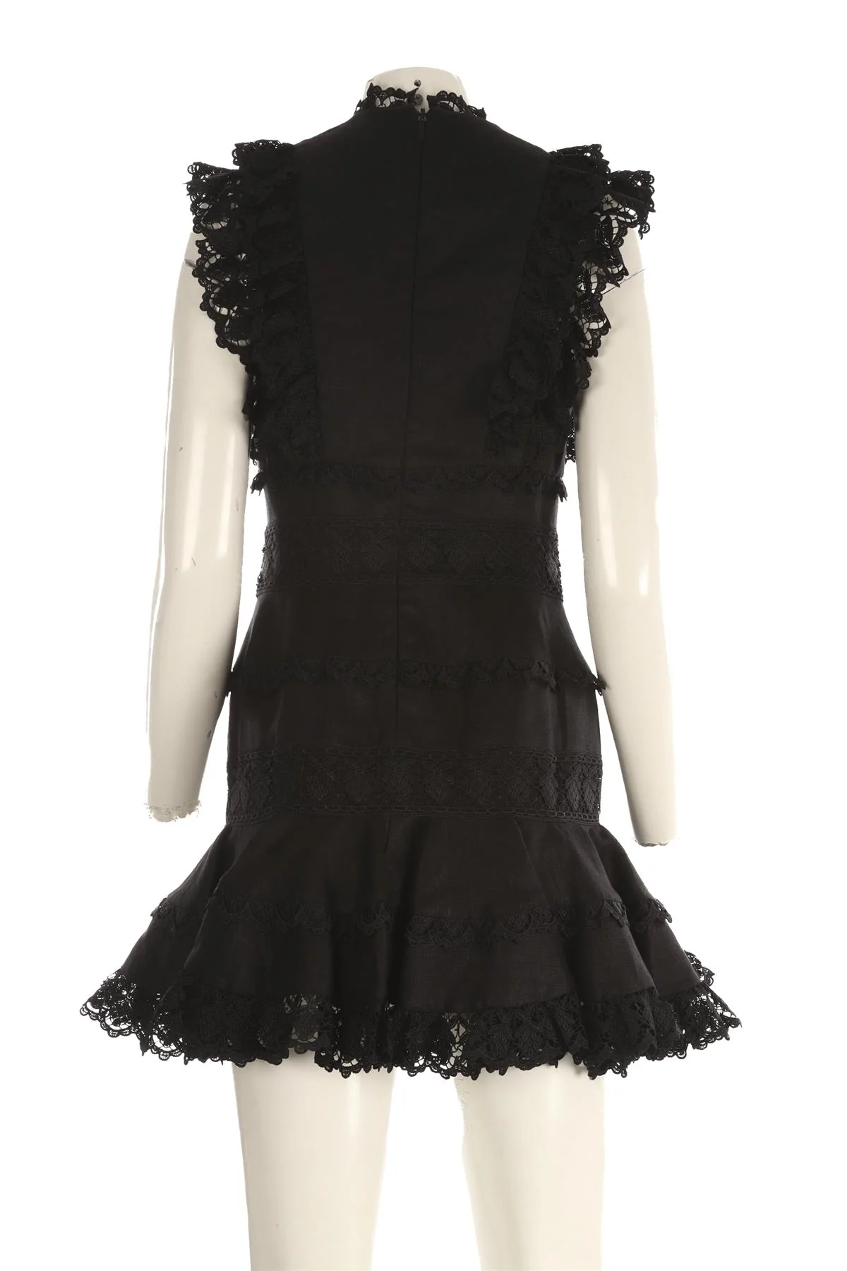 ZIMMERMANN BLACK LINEN MINI DRESS UK 10 - Image 4