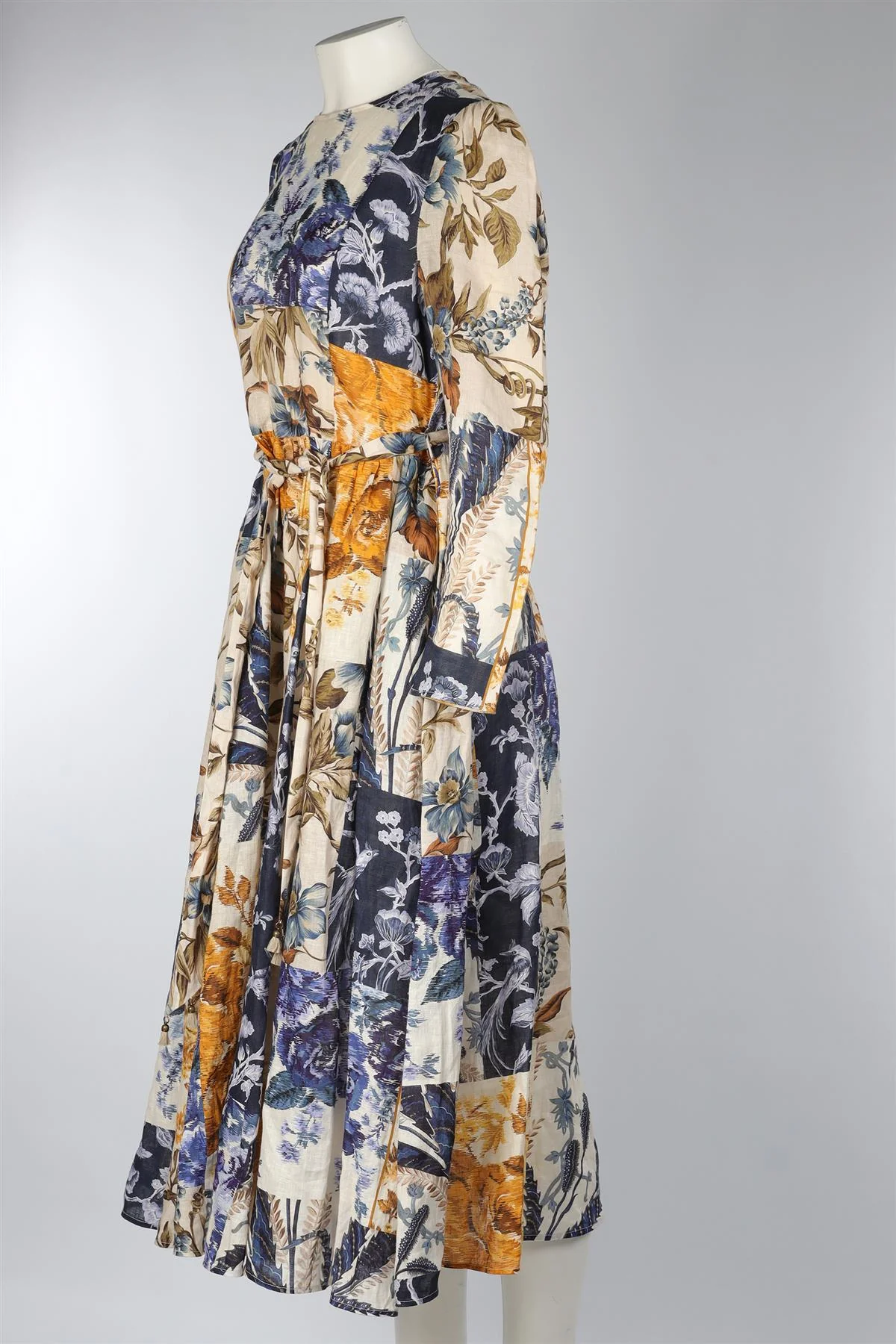 ZIMMERMANN BLUE LINEN MAXI DRESS 4 UK 16 - Image 3