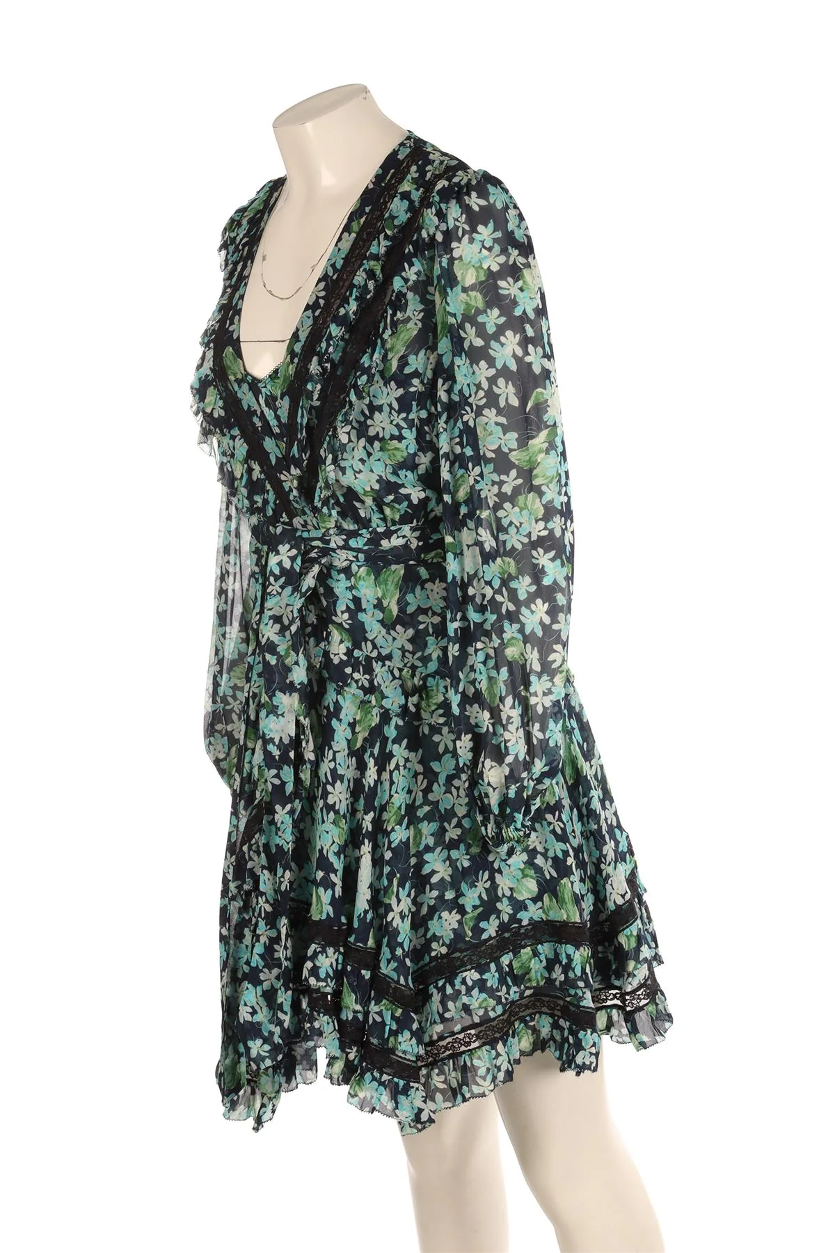 ZIMMERMANN BLUE SILK MINI DRESS 1 UK 10 - Image 3