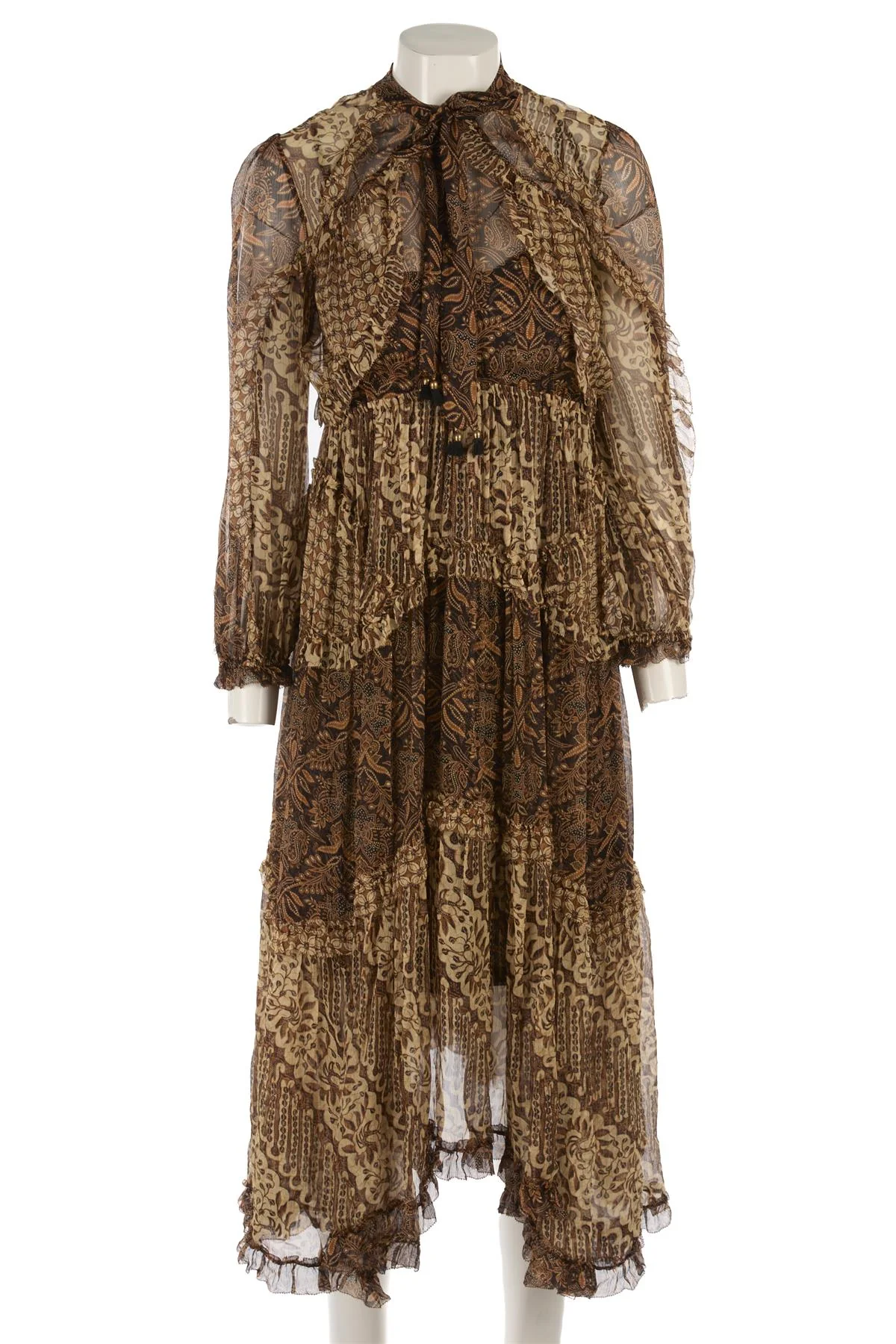 ZIMMERMANN BROWN CREPE MAXI DRESS UK 10 - Image 2