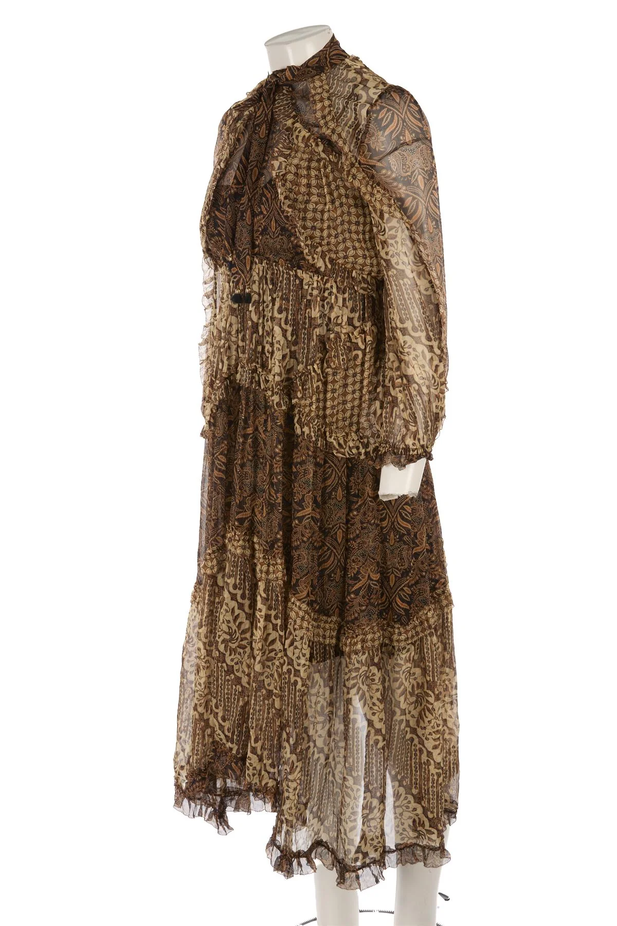 ZIMMERMANN BROWN CREPE MAXI DRESS UK 10 - Image 3