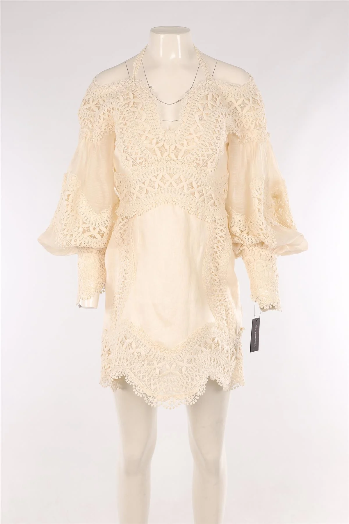 ZIMMERMANN CREAM LINEN MINI DRESS 2 UK 12 - Image 2