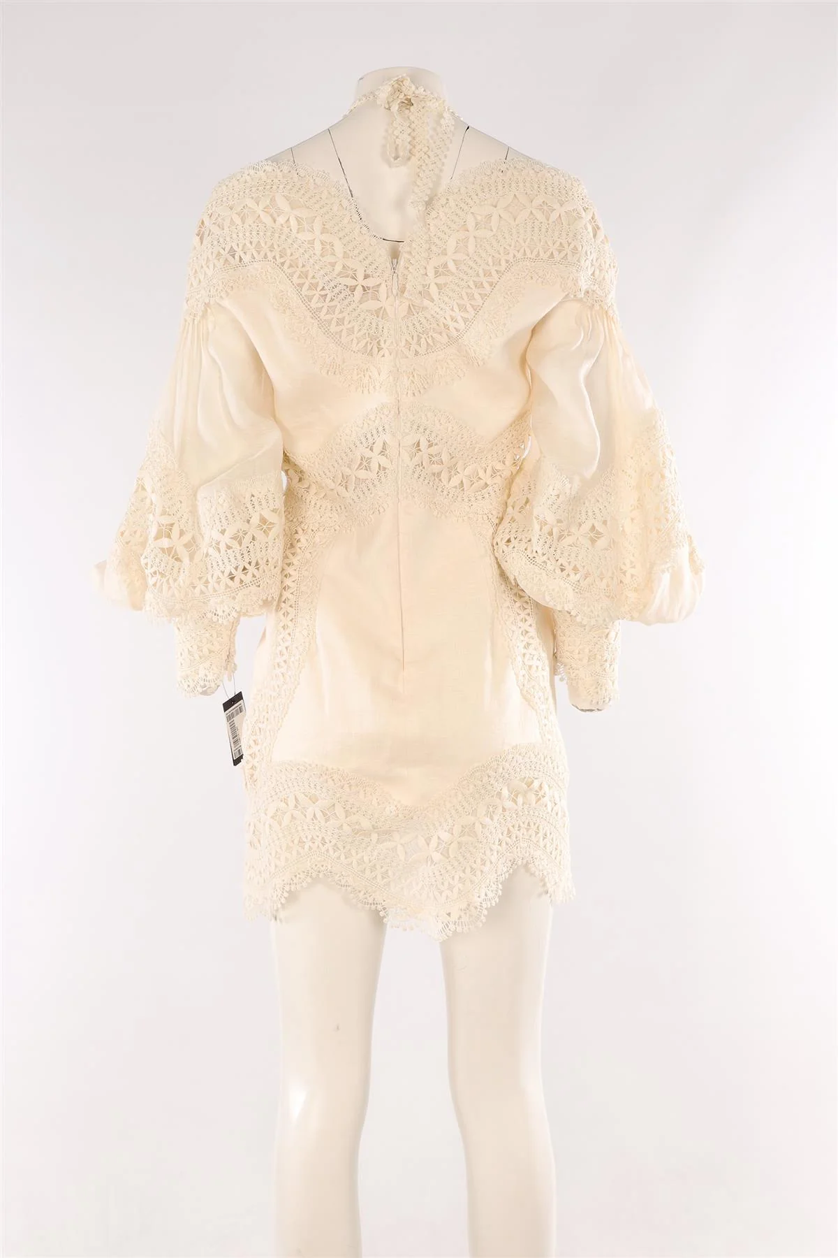 ZIMMERMANN CREAM LINEN MINI DRESS 2 UK 12 - Image 4