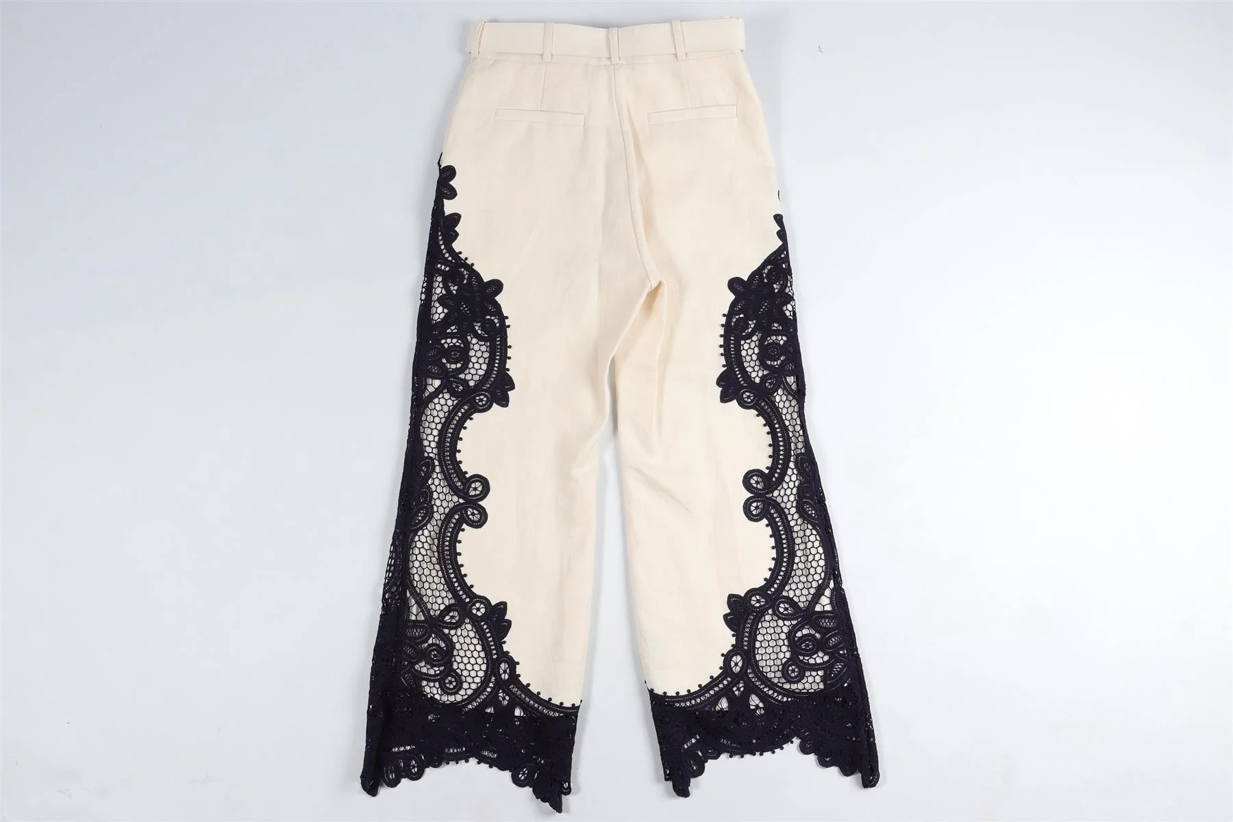 ZIMMERMANN CREAM LINEN WIDE LEG PANTS UK 6 - Image 4