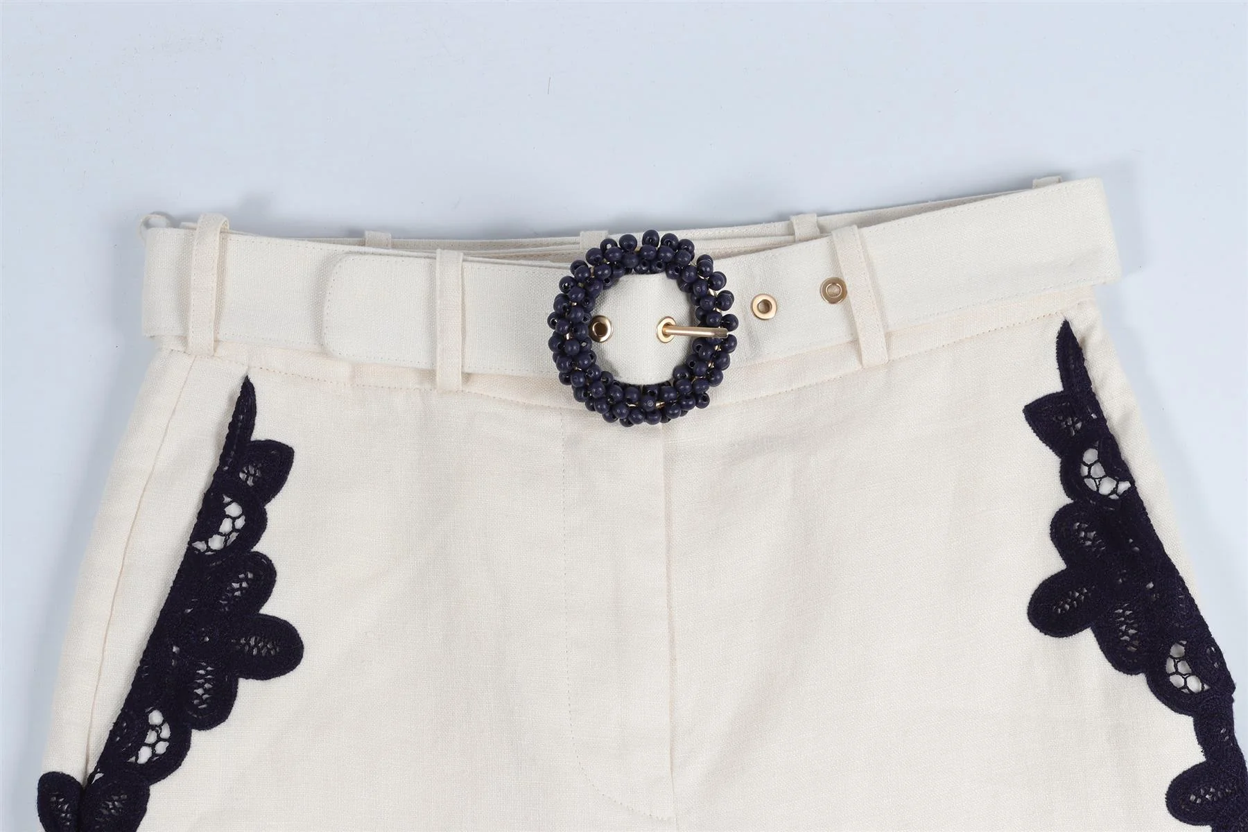 ZIMMERMANN CREAM LINEN WIDE LEG PANTS UK 6 - Image 5