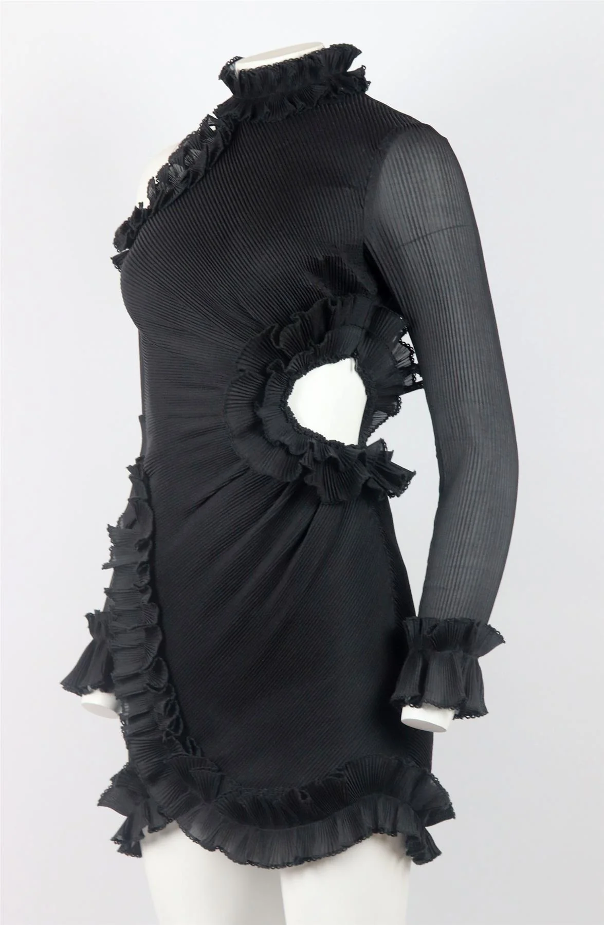 ZIMMERMANN CUTOUT RUFFLED PLISSE ORGANZA MINI DRESS UK 8 - Image 3