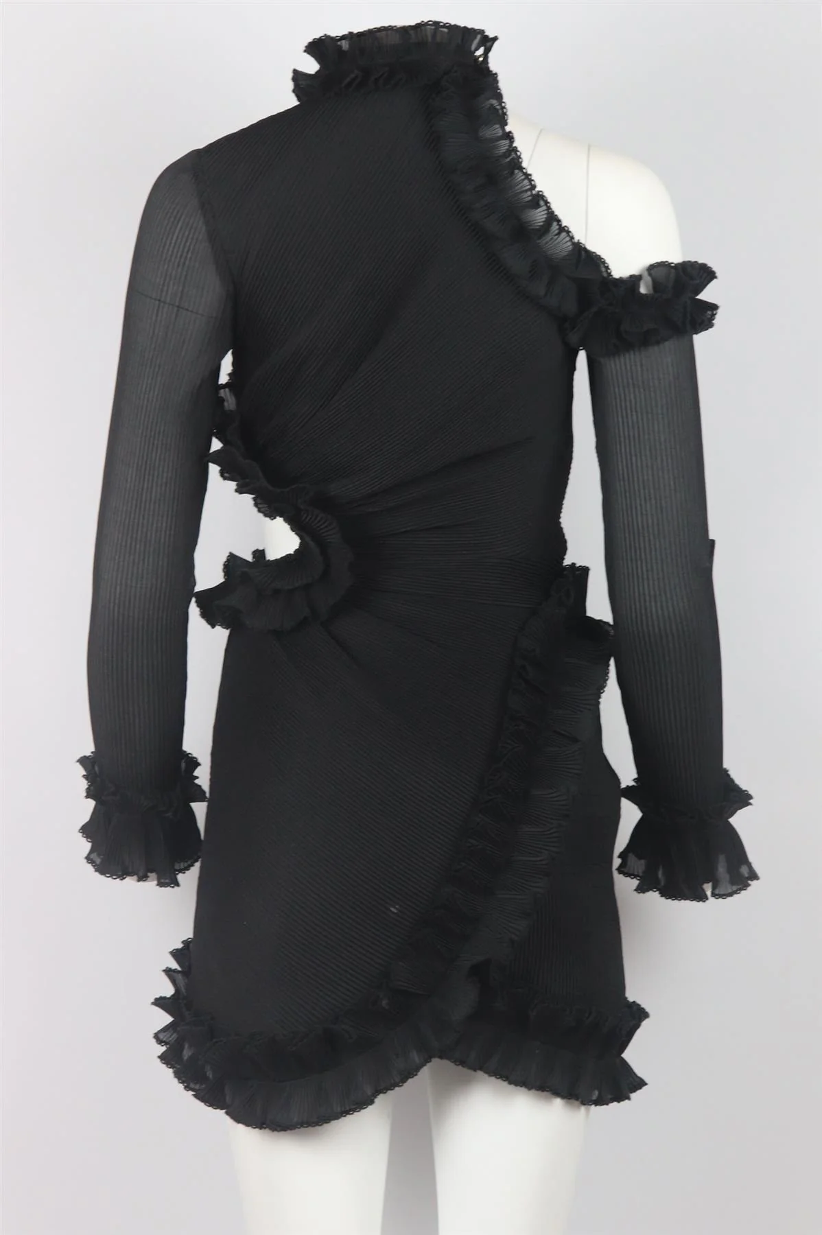 ZIMMERMANN CUTOUT RUFFLED PLISSE ORGANZA MINI DRESS UK 8 - Image 4