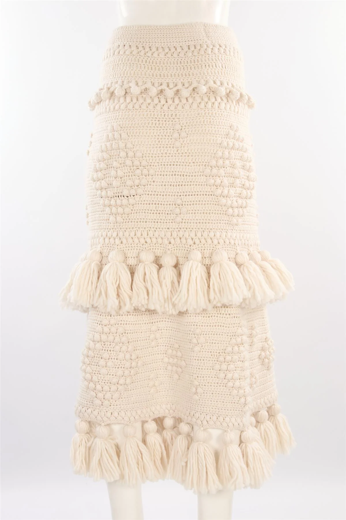 ZIMMERMANN ECRU WOOL MAXI SKIRT UK 10 - Image 4