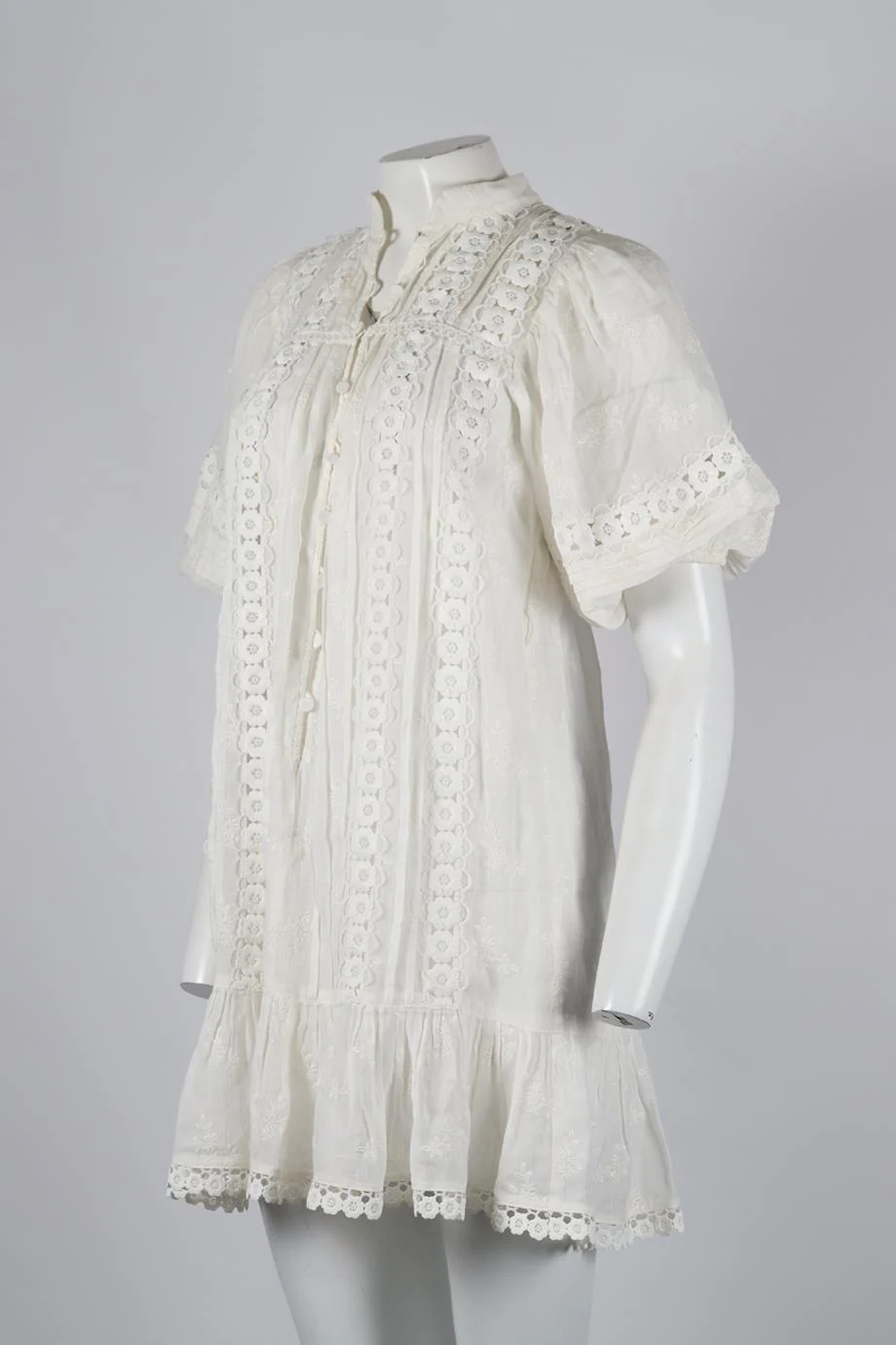 ZIMMERMANN EMBROIDERED COTTON MINI DRESS SMALL - Image 3