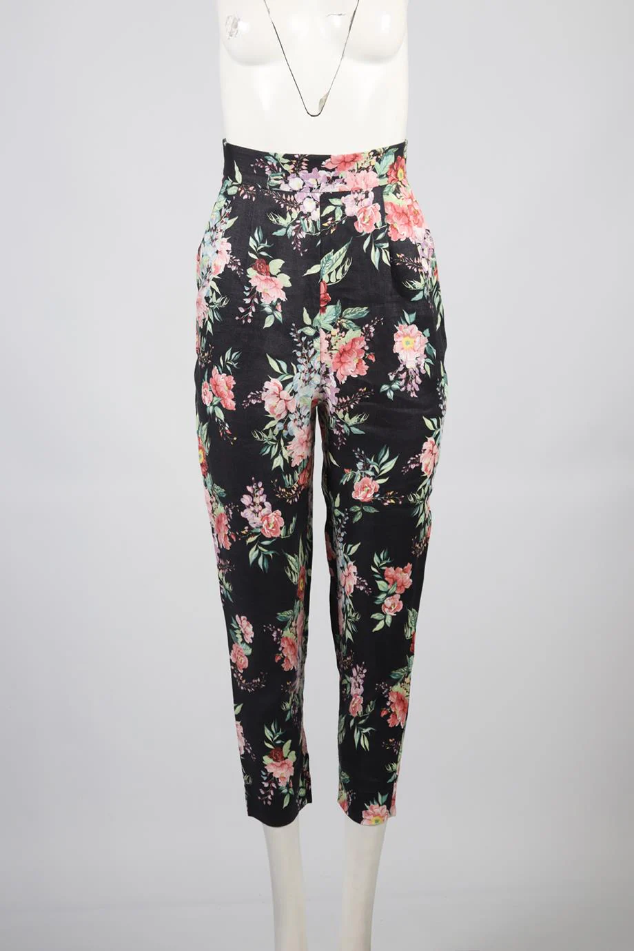 ZIMMERMANN FLORAL PRINT LINEN TAPERED PANTS UK 8 - Image 2