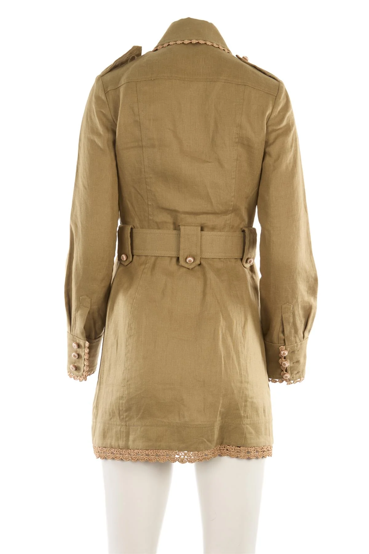 ZIMMERMANN GREEN LINEN MINI DRESS UK 8 - Image 4
