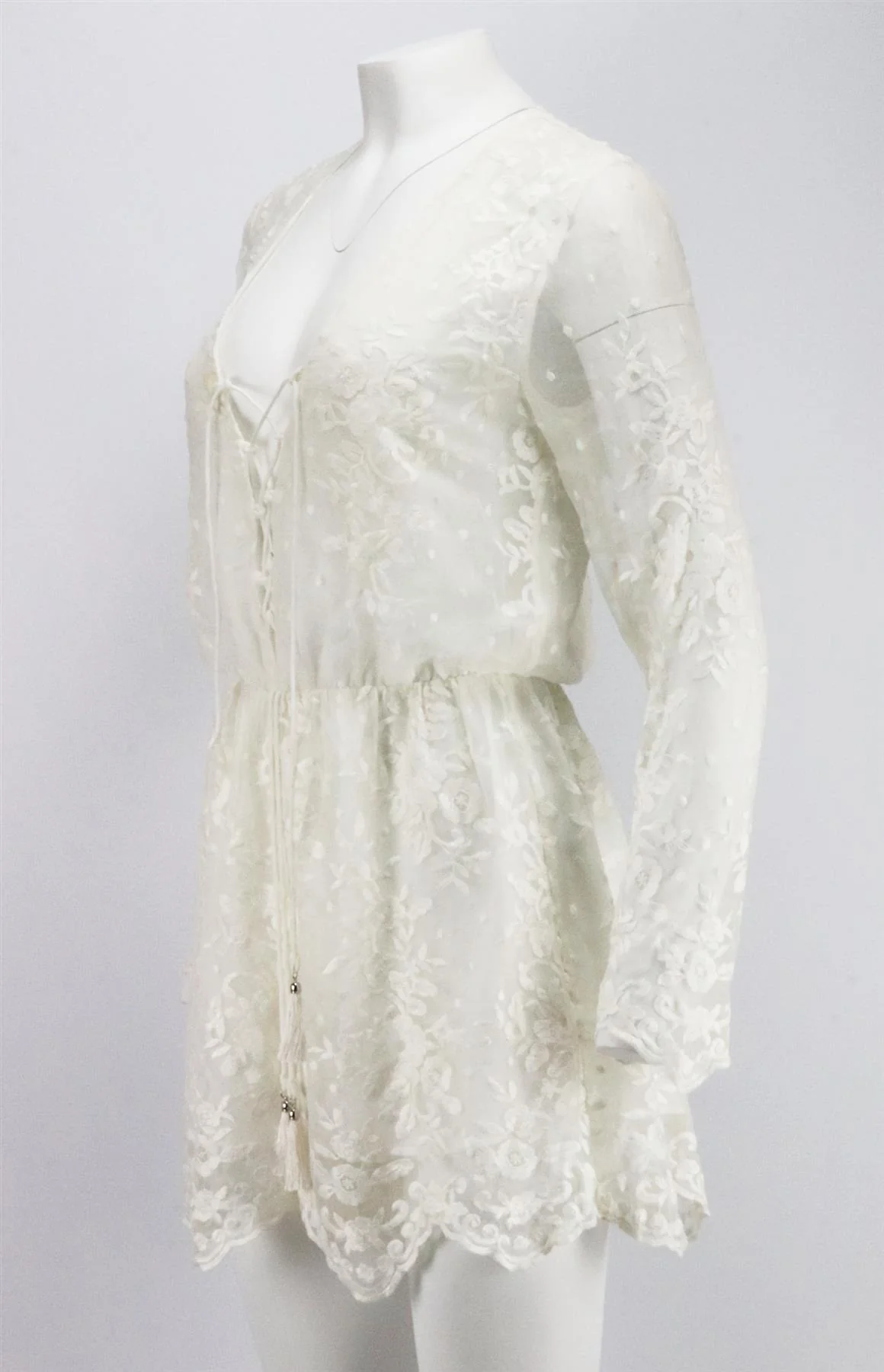 ZIMMERMANN LUCIA LACE UP EMBROIDERED SILK GEORGETTE PLAYSUIT UK 8 - Image 5