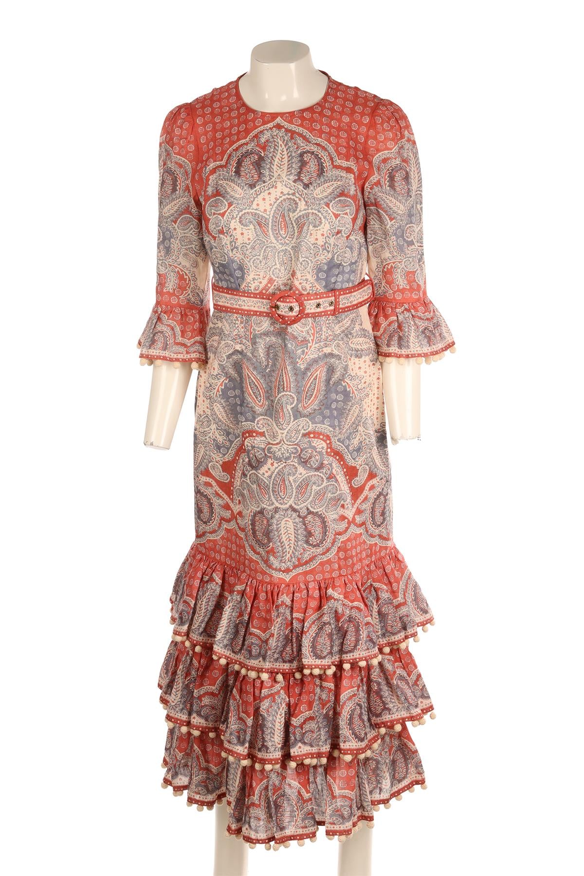 ZIMMERMANN MULTI LINEN MAXI DRESS 0 UK 8 - Image 2