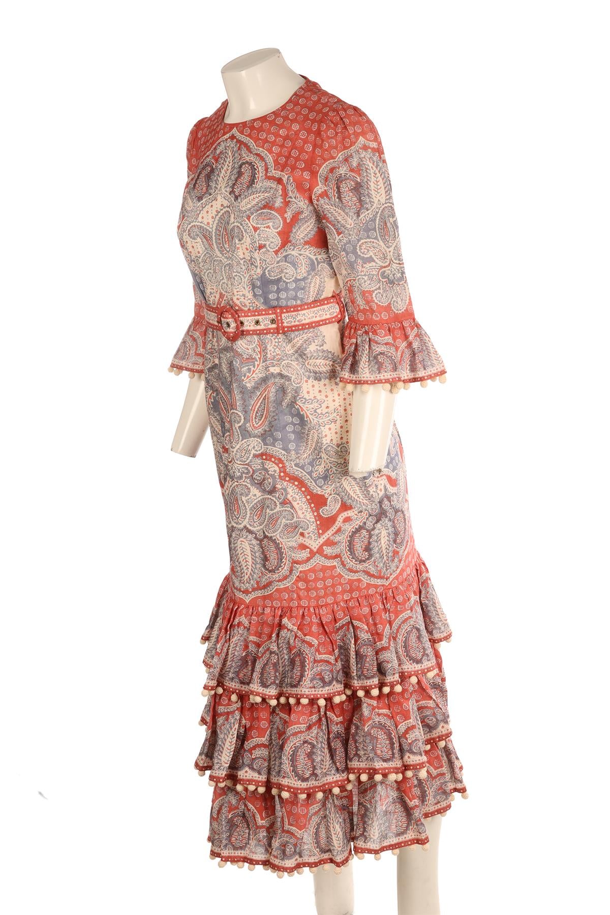 ZIMMERMANN MULTI LINEN MAXI DRESS 0 UK 8 - Image 3