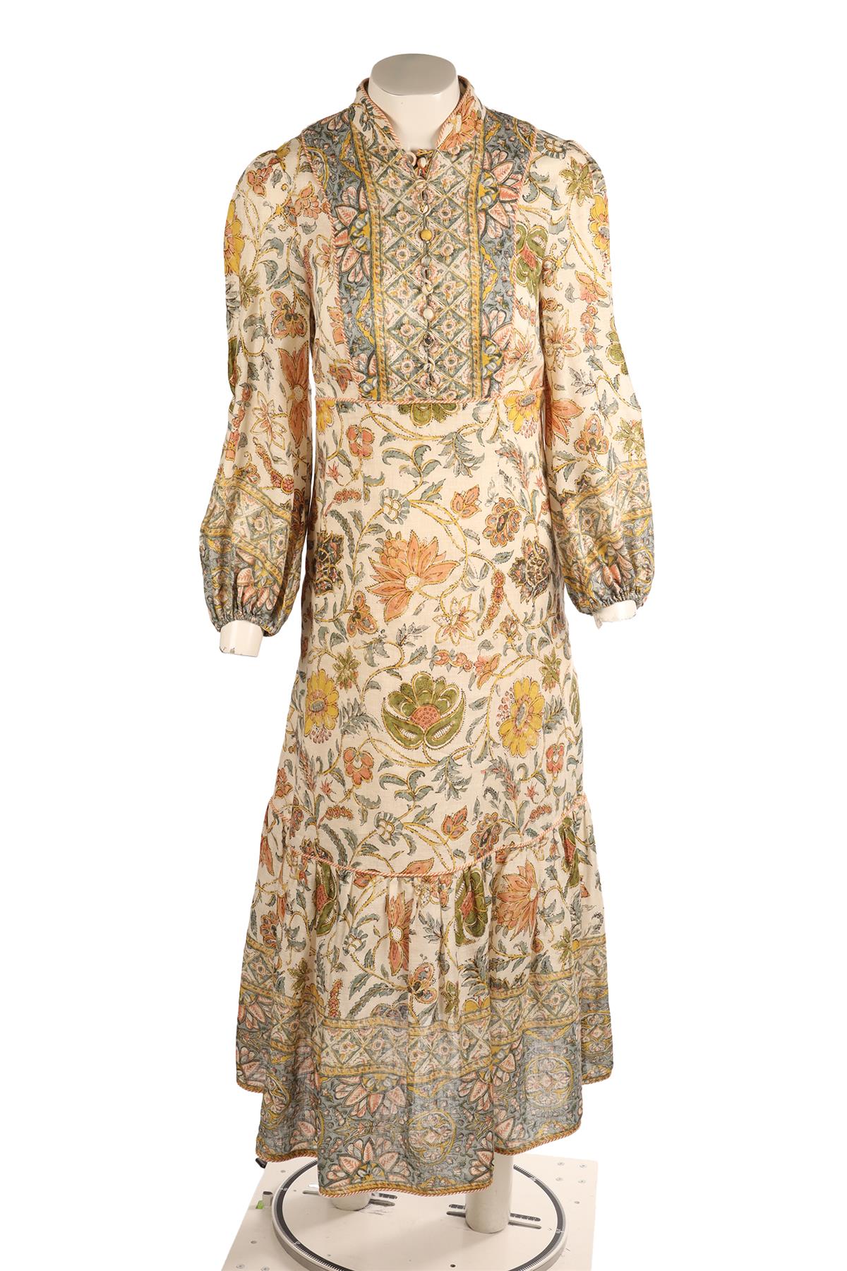 ZIMMERMANN MULTI LINEN MAXI DRESS 1 UK 10 - Image 2