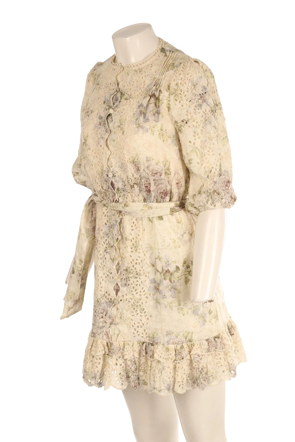 ZIMMERMANN MULTI LINEN MINI DRESS 1 UK 10 - Image 3