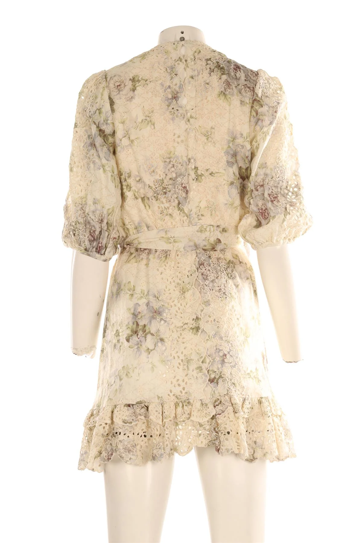 ZIMMERMANN MULTI LINEN MINI DRESS 1 UK 10 - Image 4