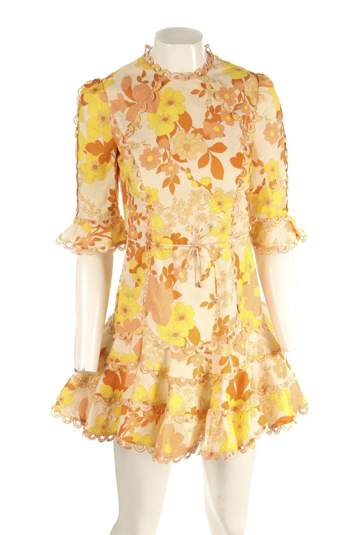 ZIMMERMANN MULTI LINEN MINI DRESS UK 10 - Image 2