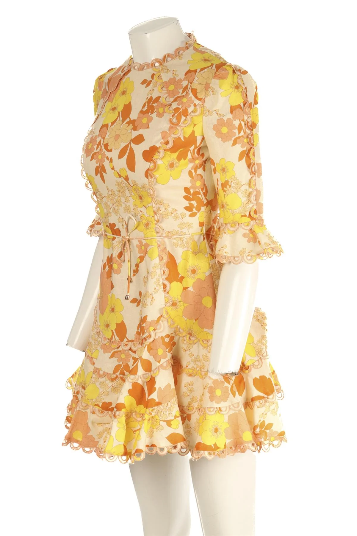 ZIMMERMANN MULTI LINEN MINI DRESS UK 10 - Image 3