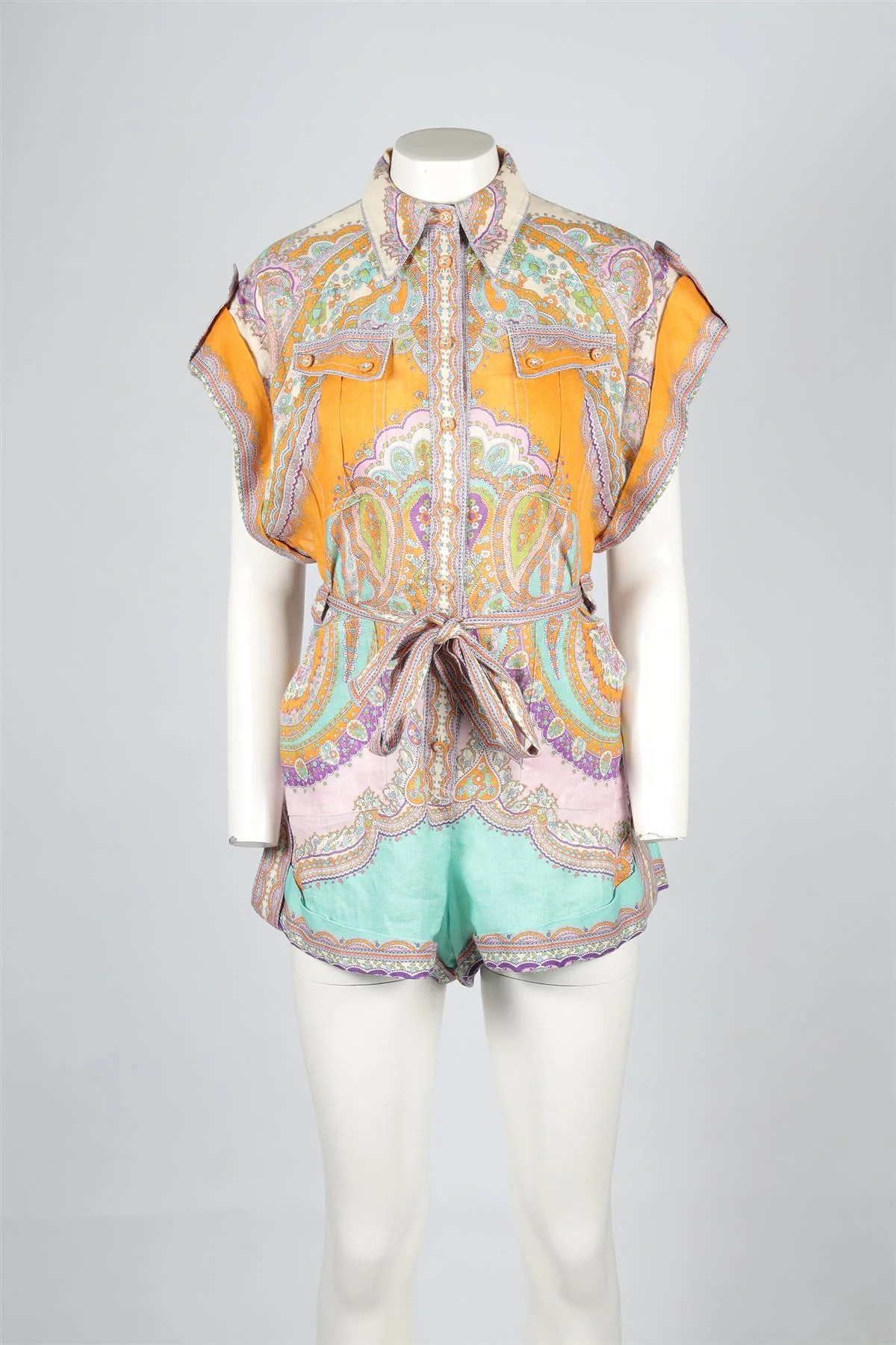 ZIMMERMANN MULTI LINEN PLAYSUIT UK 12 - Image 2