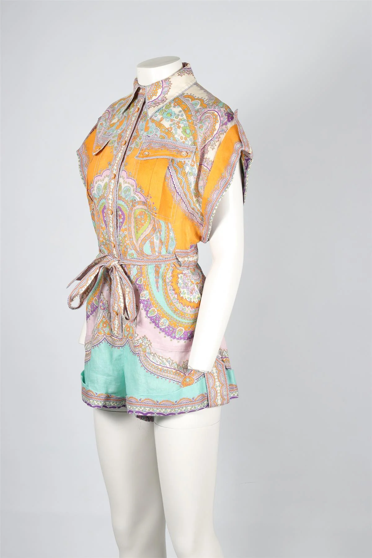 ZIMMERMANN MULTI LINEN PLAYSUIT UK 12 - Image 3