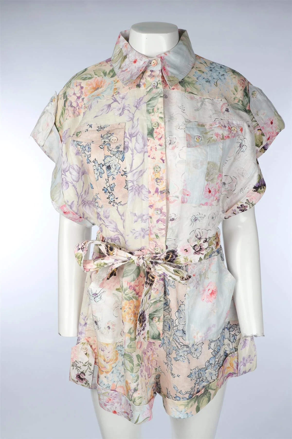 ZIMMERMANN MULTI LINEN PLAYSUIT UK 14 - Image 2