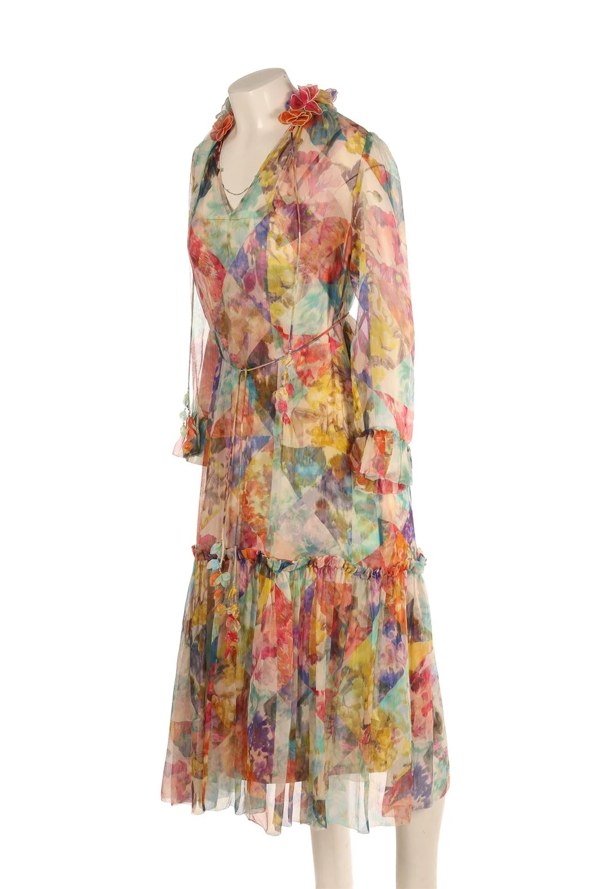 ZIMMERMANN MULTI SILK MAXI DRESS 0 UK 8 - Image 3