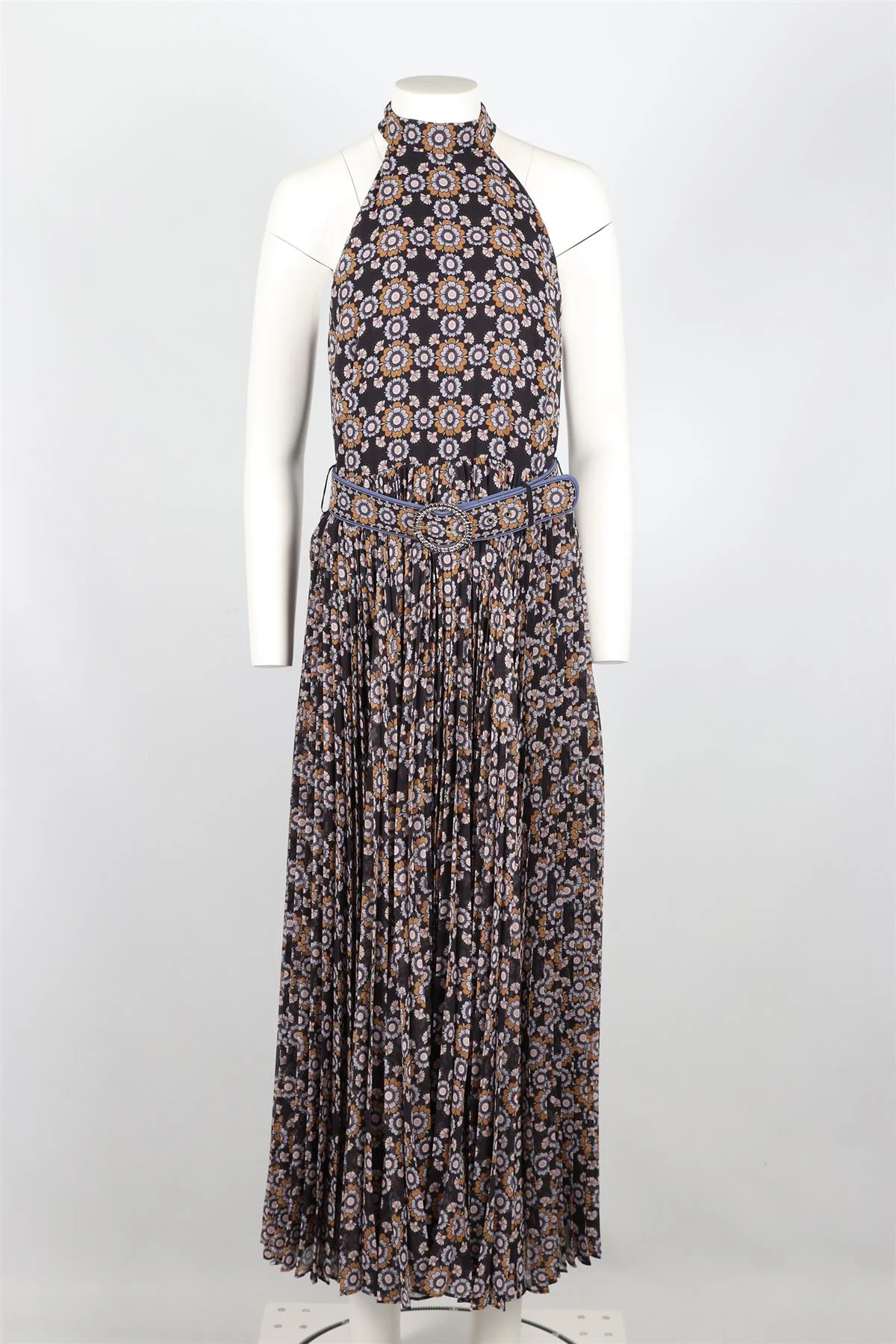ZIMMERMANN MULTICOLOURED BELTED FLORAL PRINT CREPE MAXI DRESS UK 12 - Image 2