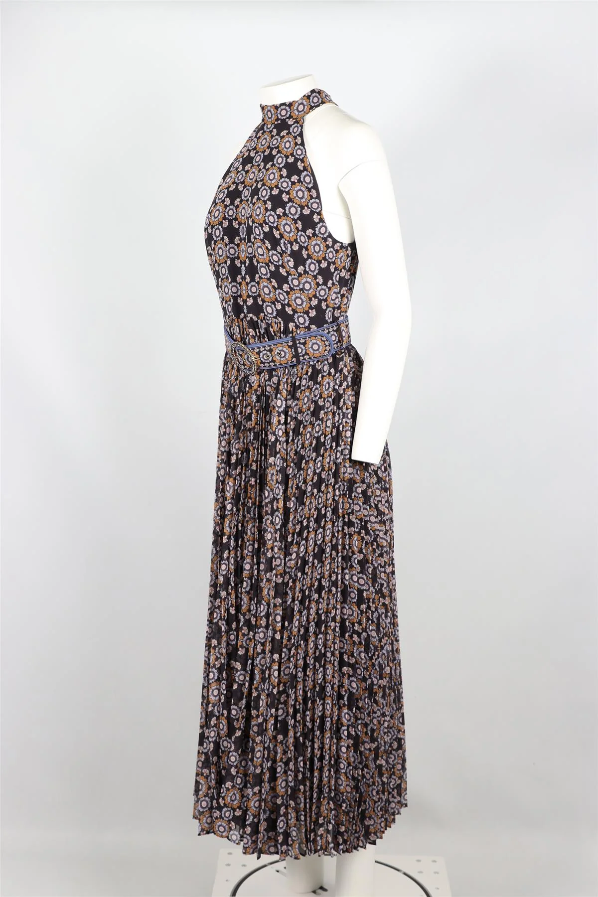 ZIMMERMANN MULTICOLOURED BELTED FLORAL PRINT CREPE MAXI DRESS UK 12 - Image 3