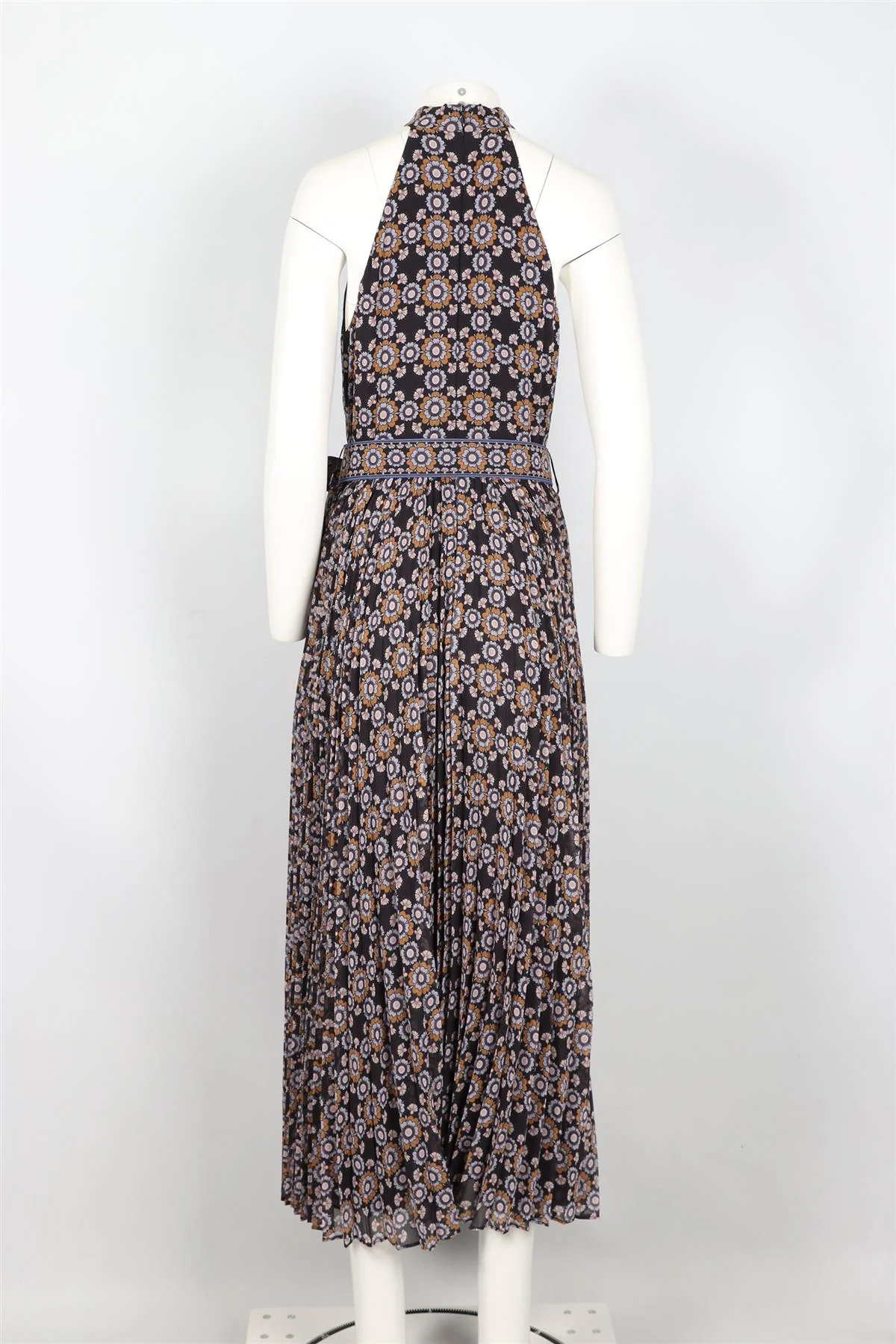 ZIMMERMANN MULTICOLOURED BELTED FLORAL PRINT CREPE MAXI DRESS UK 12 - Image 4