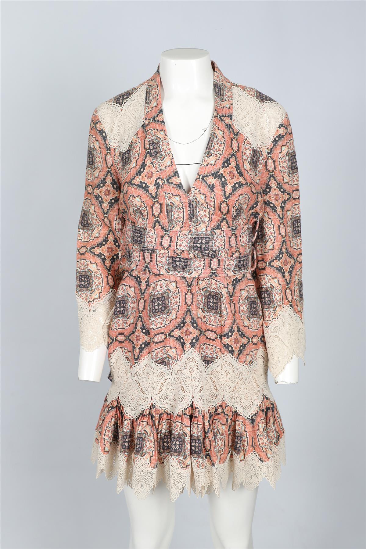 ZIMMERMANN ORANGE LINEN MINI DRESS UK 10 - Image 2