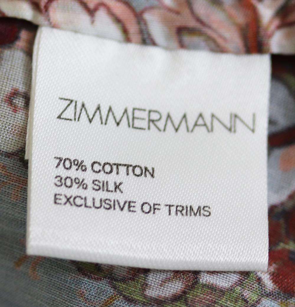 ZIMMERMANN PAVILION OFF THE SHOULDER PRINTED COTTON AND SILK BLEND TOP UK 8 - Image 6