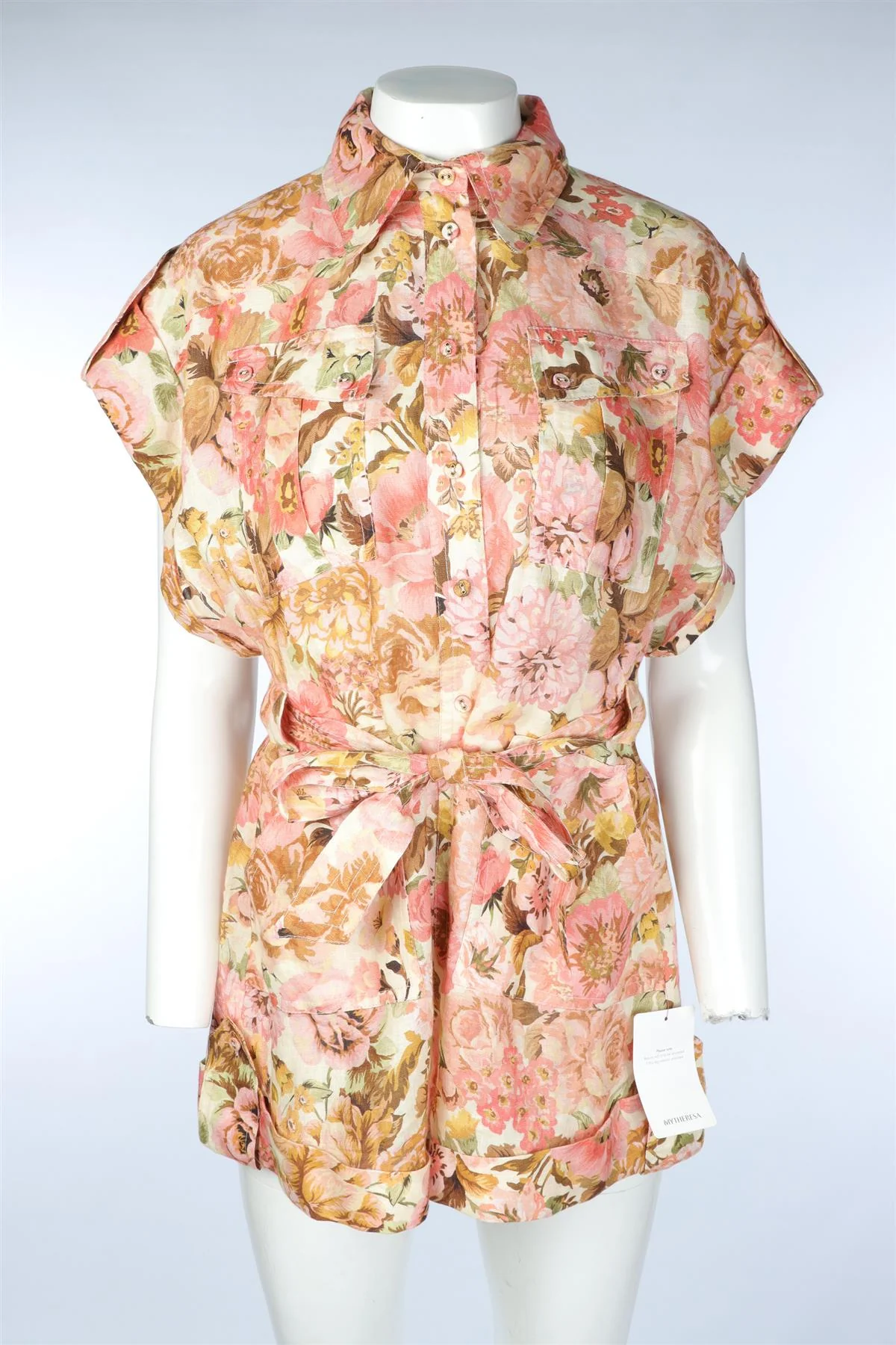 ZIMMERMANN PINK LINEN PLAYSUIT UK 14 - Image 2
