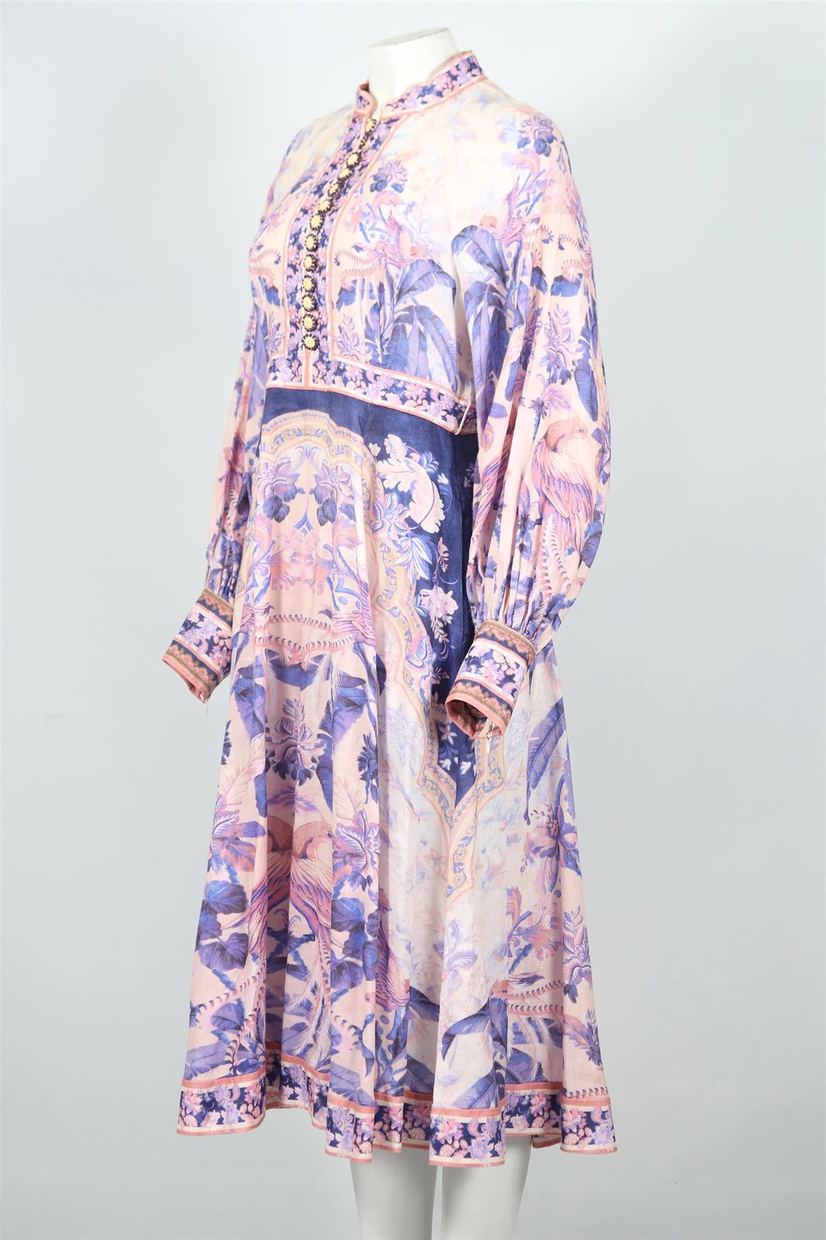 ZIMMERMANN PRINTED LINEN MIDI DRESS UK 12 - Image 3