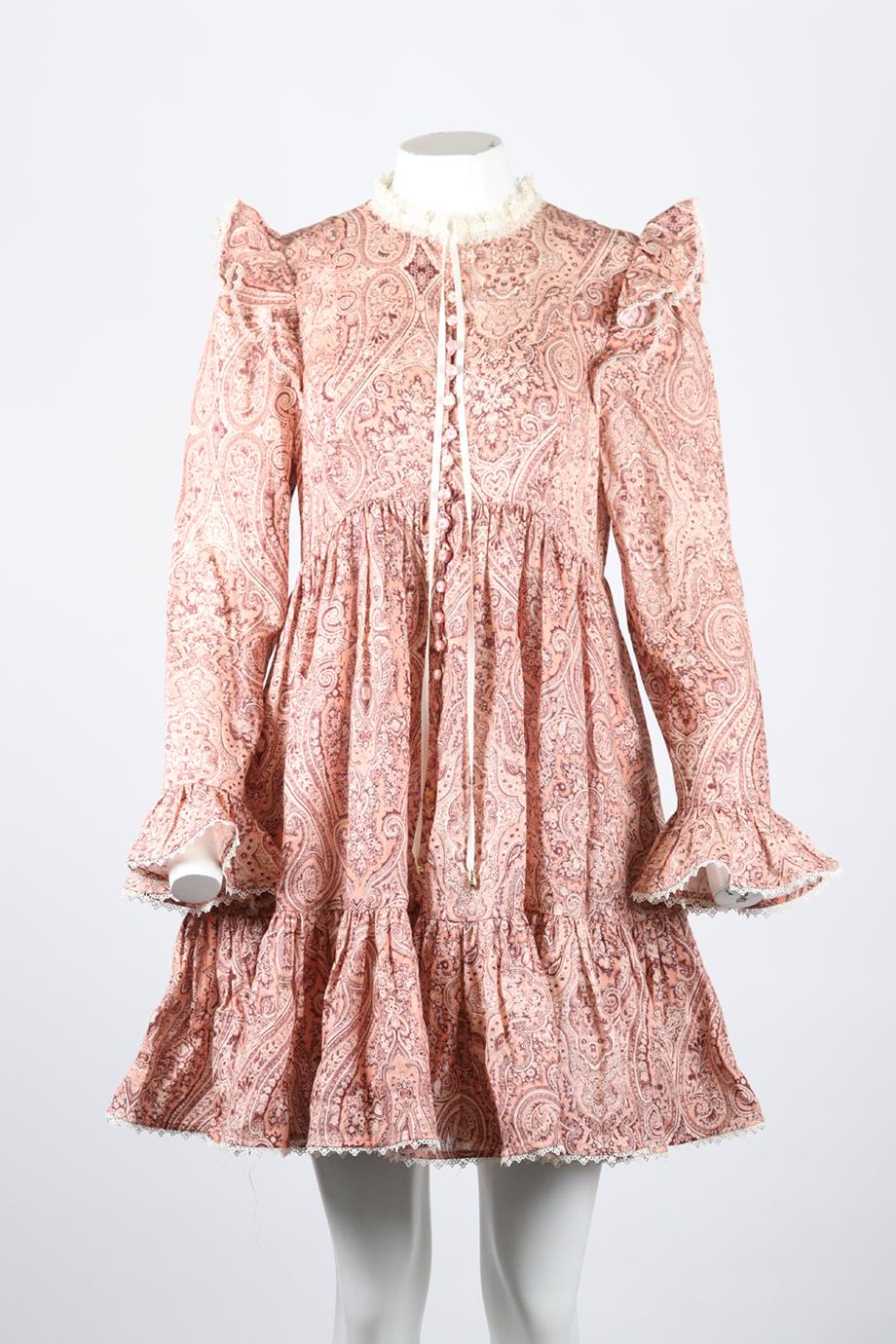 ZIMMERMANN PRINTED LINEN MINI DRESS UK 14 - Image 2