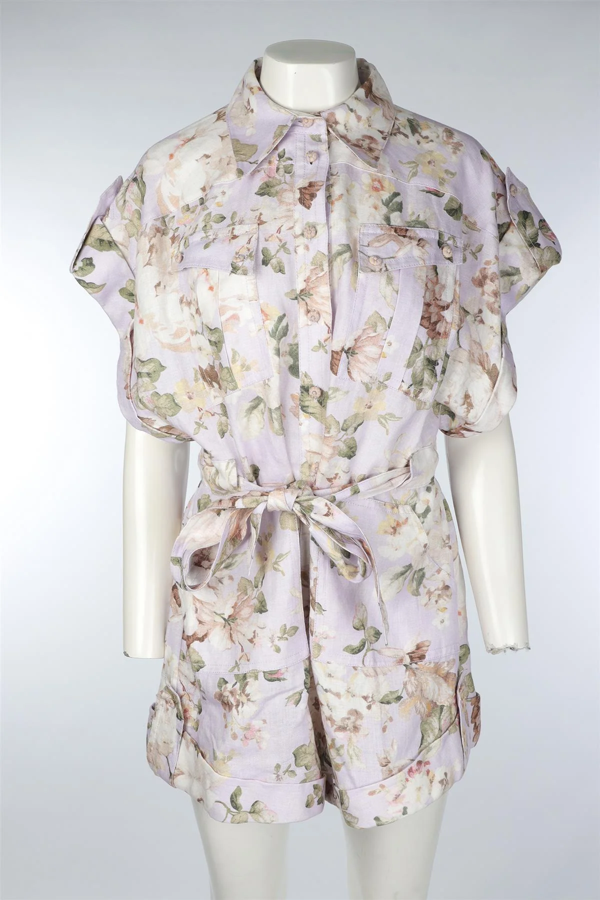 ZIMMERMANN PURPLE LINEN PLAYSUIT UK 14 - Image 2