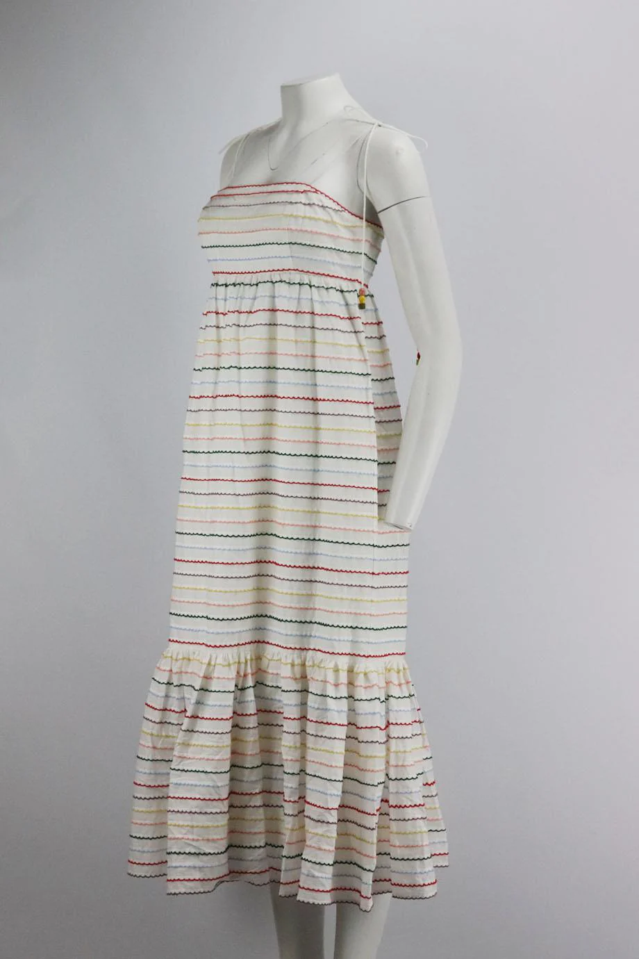 ZIMMERMANN SCALLOPED STRIPED COTTON MIDI DRESS UK 12 - Image 3
